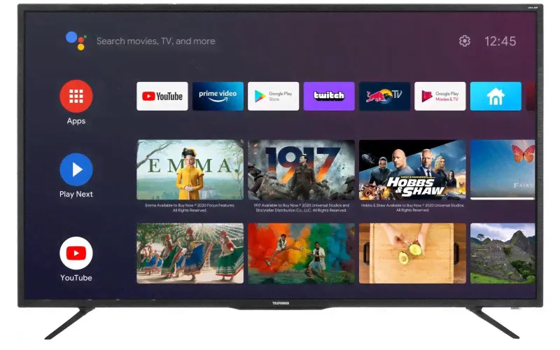 55" Телевизор Telefunken TF-LED55S12T2SU, 4K Ultra HD, черный, СМАРТ ТВ