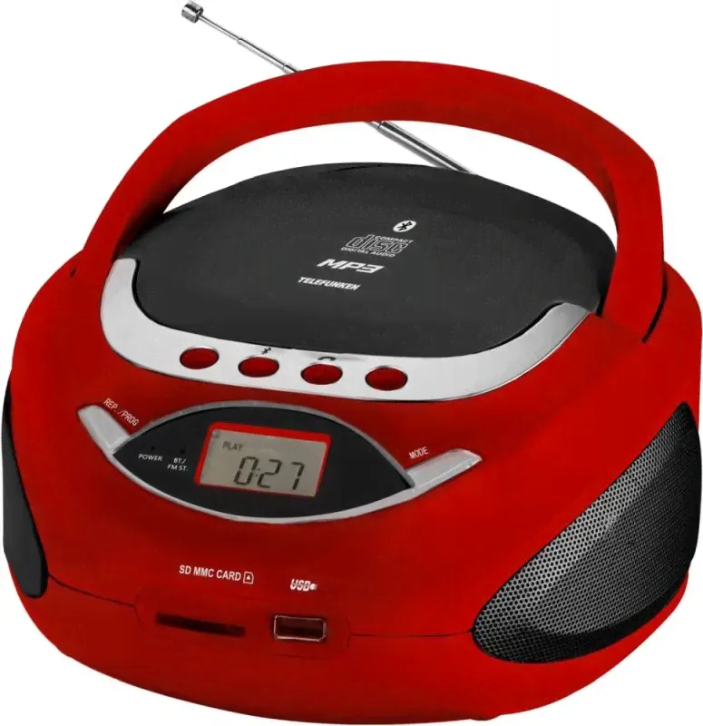 1088078 Аудиомагнитола Telefunken TF-CSRP3494B черный 2Вт/CD/CDRW/MP3/FM(an)/USB/BT/SD/MMC