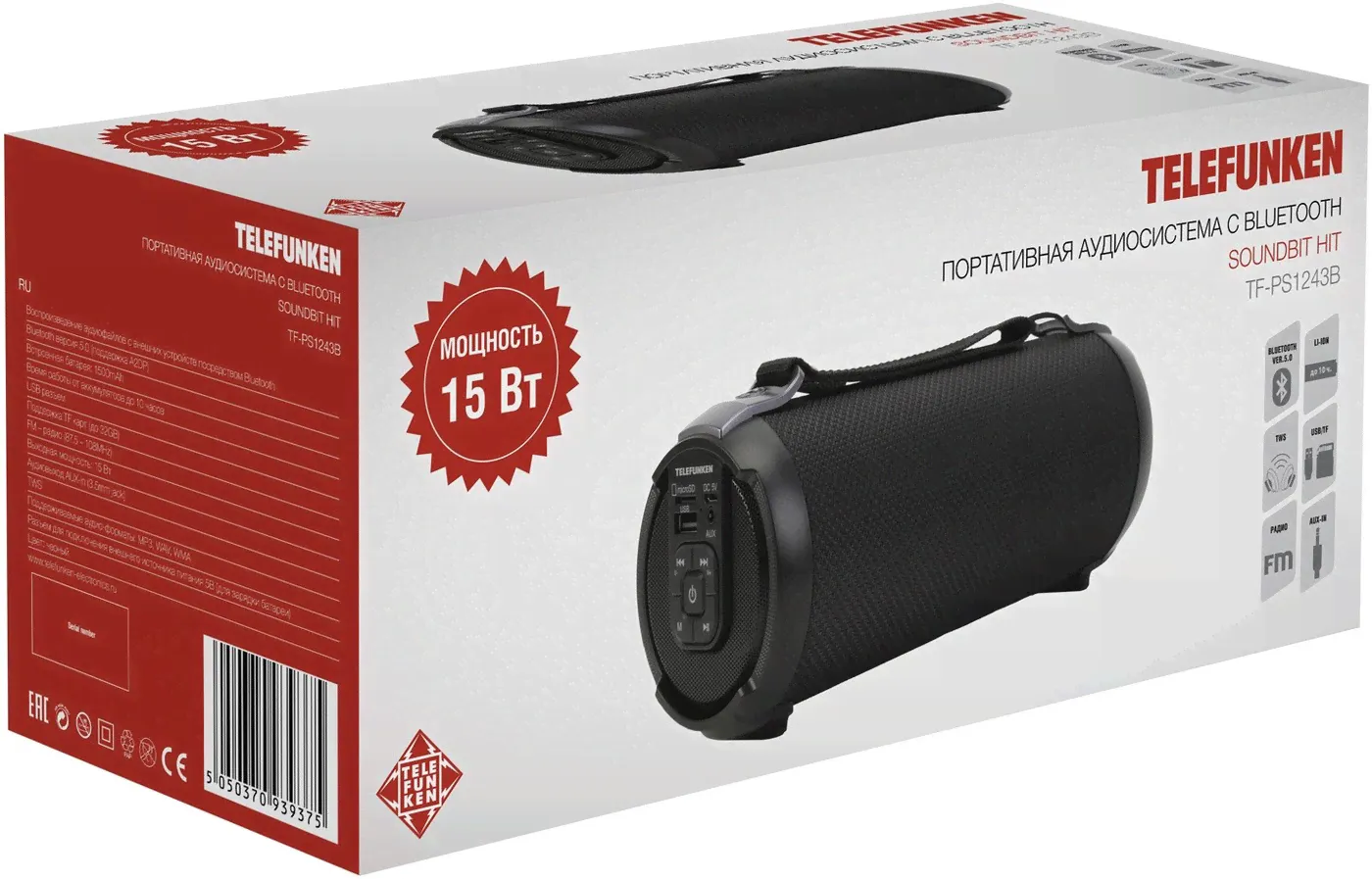 Колонка акустическая Telefunken TF-PS1243B 1246521