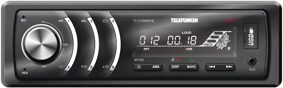 Автомагнитола-FLASH TELEFUNKEN TF-CCR8091B черный