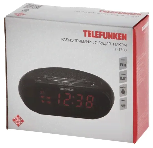 Telefunken Радио-часы Telefunken TF-1706 Black/Red радиоприемник