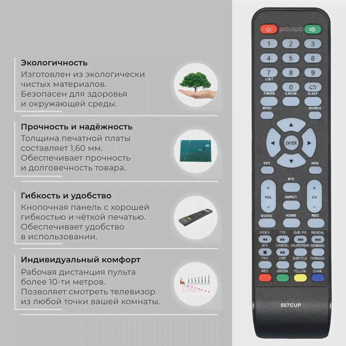 Пульт 507CUP для телевизора Telefunken, Soundmax (art.: 3920ba63f8d0f)-4