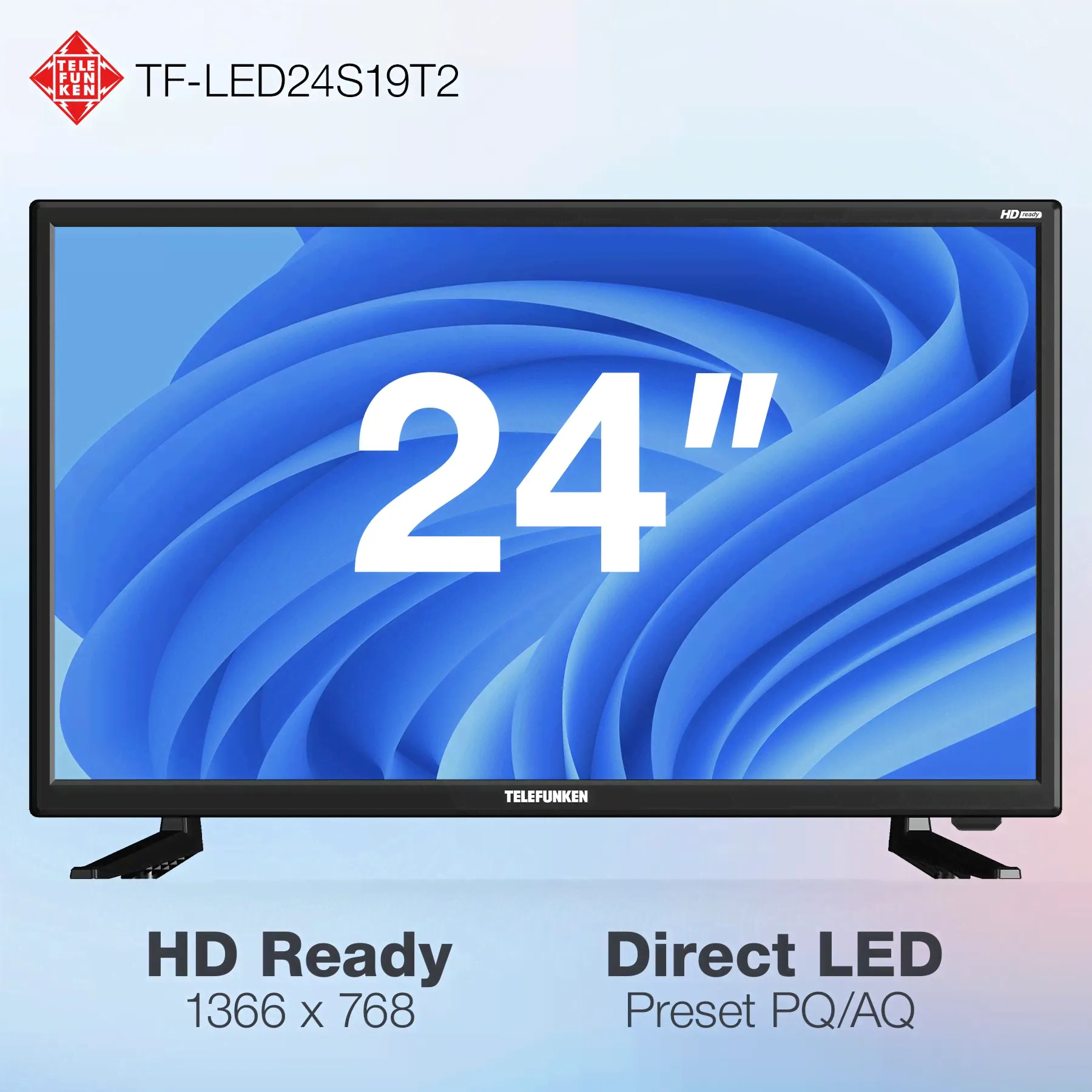 Telefunken Телевизор TF-LED24S19T 23.6" HD, черный