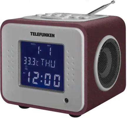 Часы с радиоприёмником Telefunken TF-1575 бордовый