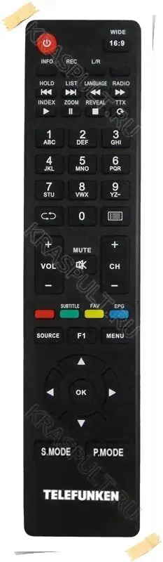 Пульт TELEFUNKEN TF-LED24S33T2, TF-LED32S35T2, TF-LED39S35T2, TF-LED40S10T2, TF-LED50S33T2, TF-LED50S10T2