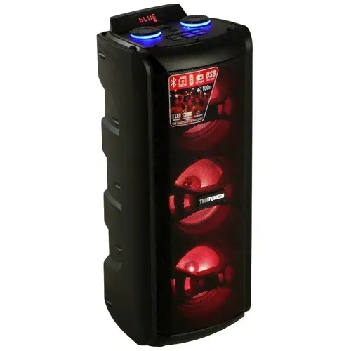 TELEFUNKEN Портативная колонка Telefunken TF-MS2211, 100 Вт, 3000 мАч, FM, BT, microSD, USB, подсветка
